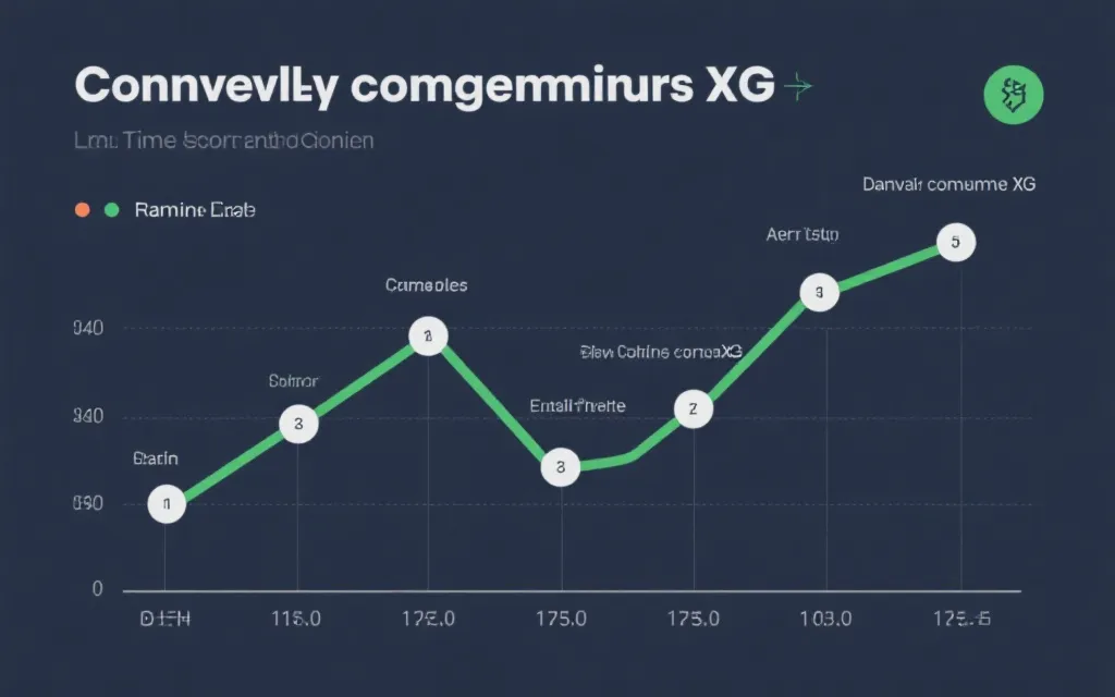 累积xG比赛时间线示意，两队曲线与关键事件标注